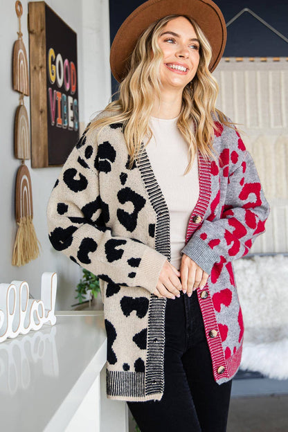 Lexi Leopard Print Blocked Sweater Cardigan