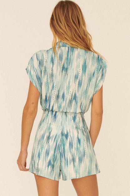Chloe Collared Button Front Self Tie Romper