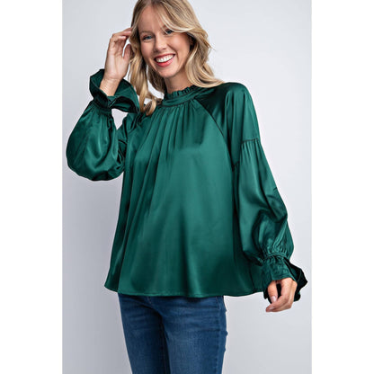 FRILLED COLLAR SATIN BLOUSE