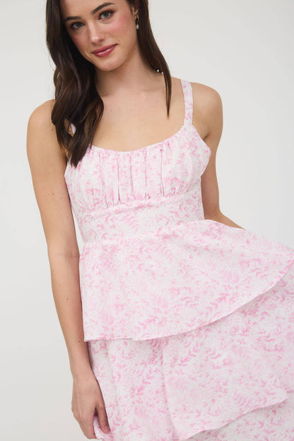 Francesca FLORAL BACK TIERED RUFFLE TIERED MAXI DRESS