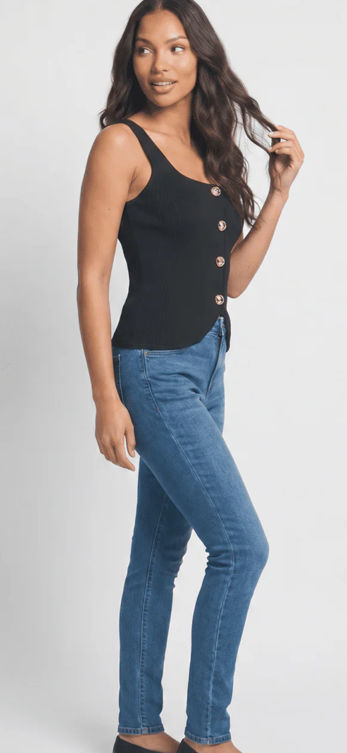 Selena square neck ribbed top