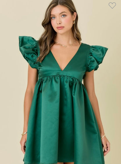 Emerson emerald satin dress