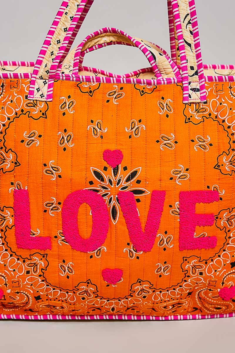 LOVE Bandana Quilted Tote Bag
