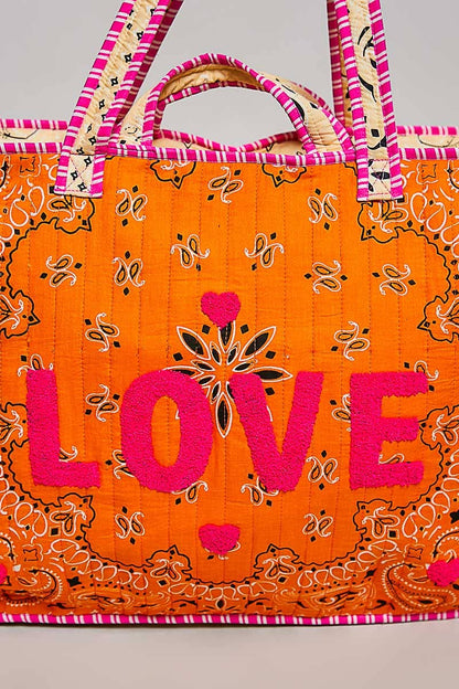 LOVE Bandana Quilted Tote Bag