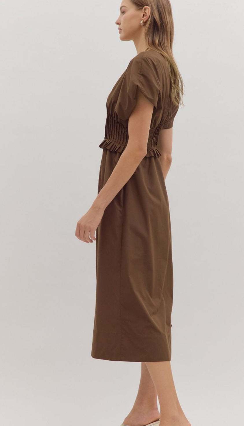 Esther espresso zipper front dress