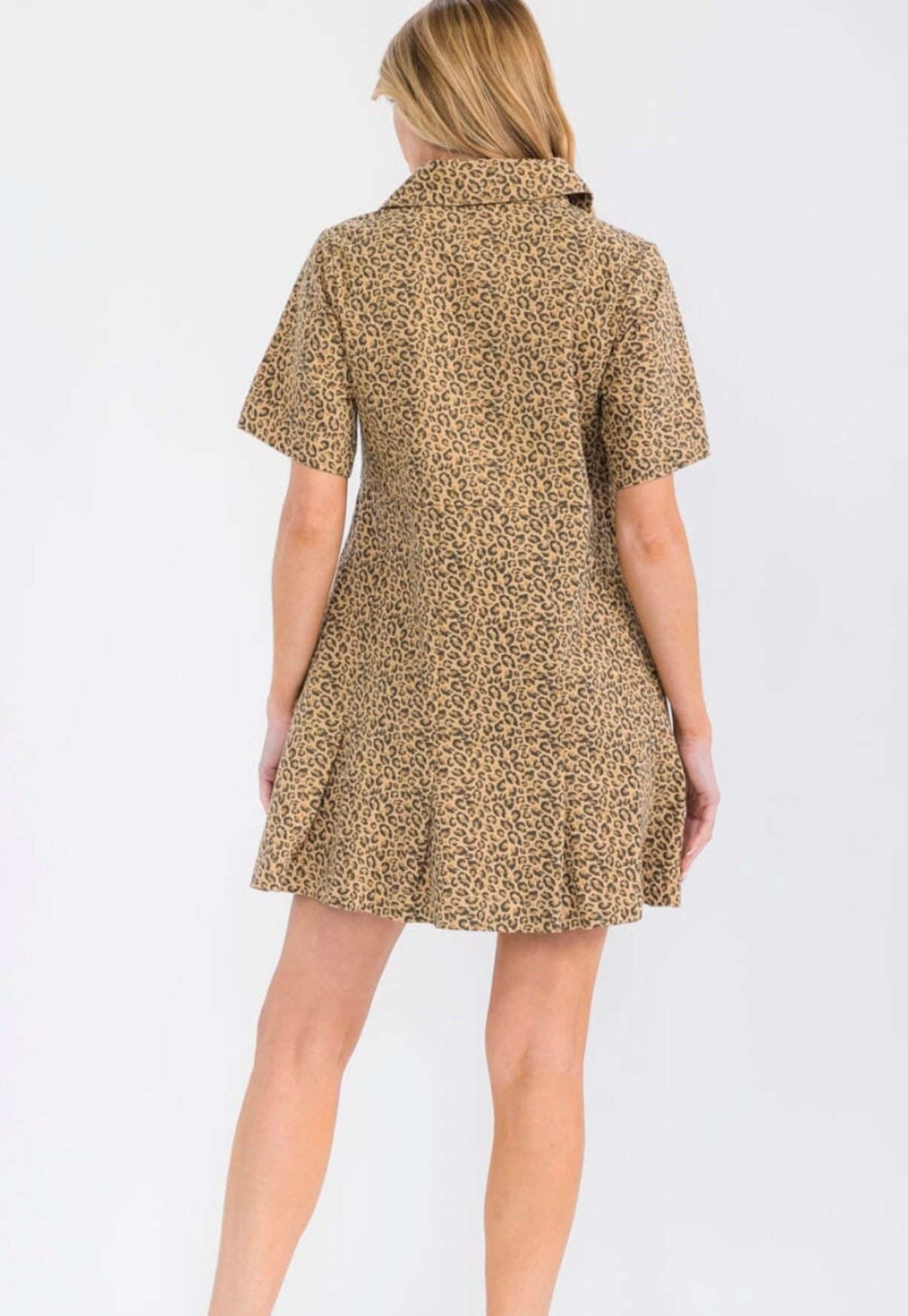 Zain zip up leopard denim dress