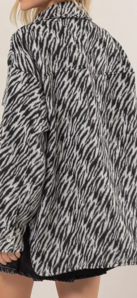 Zelda zebra shacket