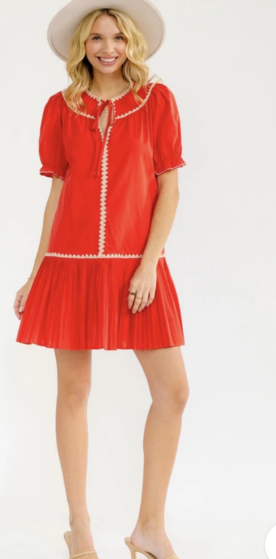 Peony puff sleeve pleated dress