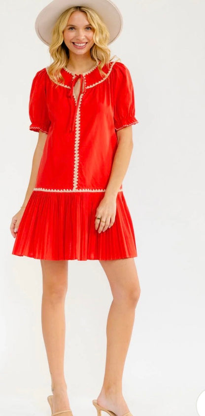 Peony puff sleeve pleated dress