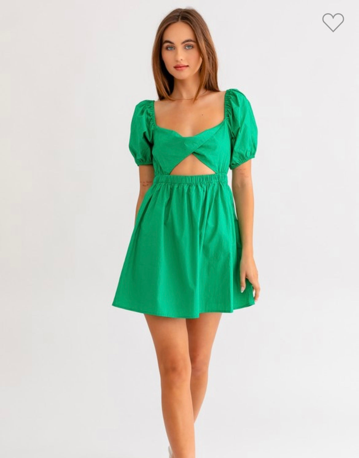 Green cut out twist front dress