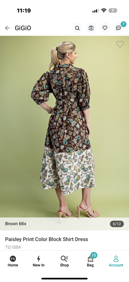 Emmarie espresso paisley dress