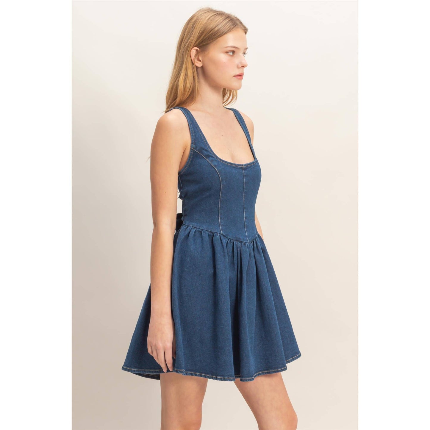Sissy Square Neck Denim Dress