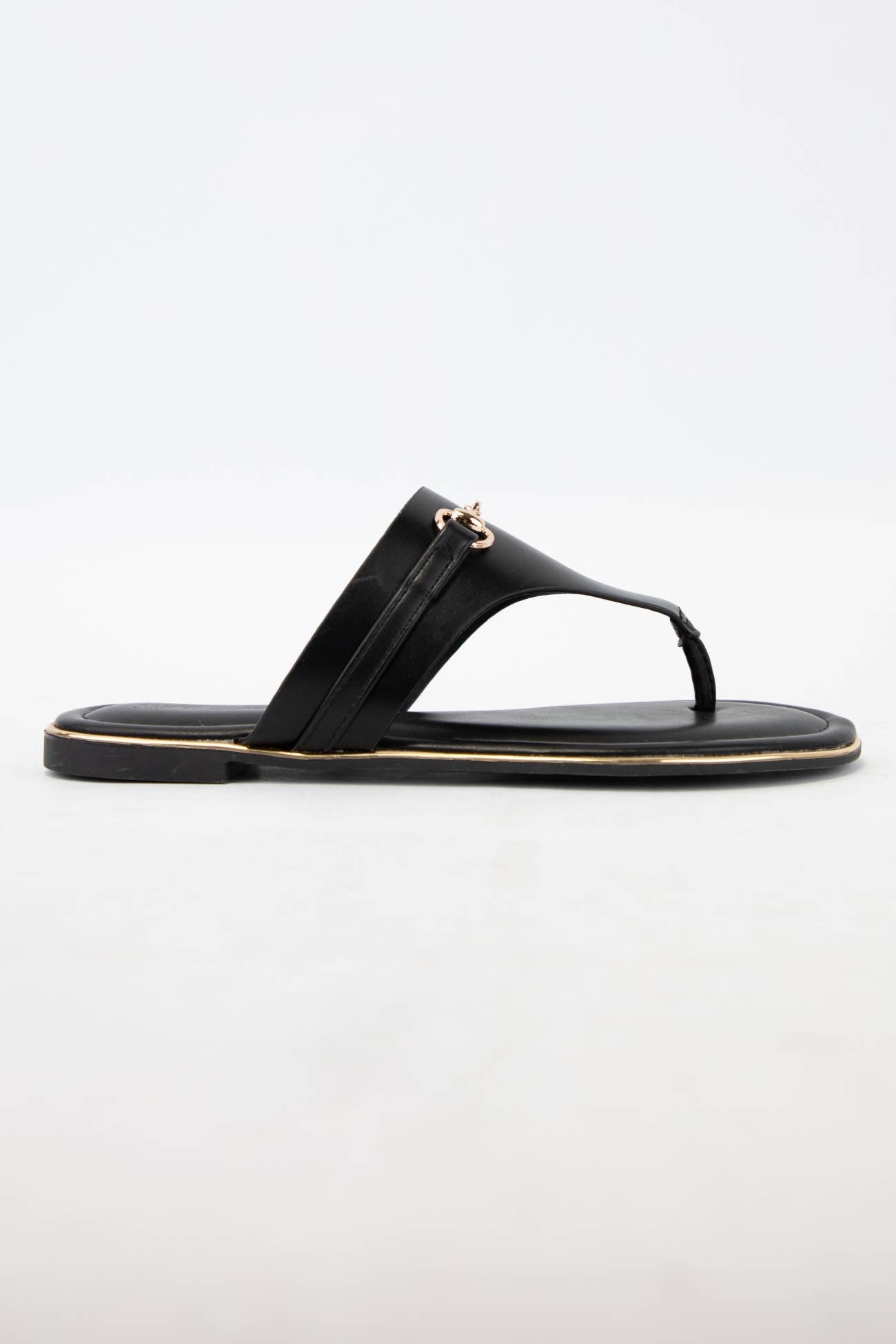 -** preorder only WIDE STRAP THONG SANDAL WITH HORSEBIT CHAIN