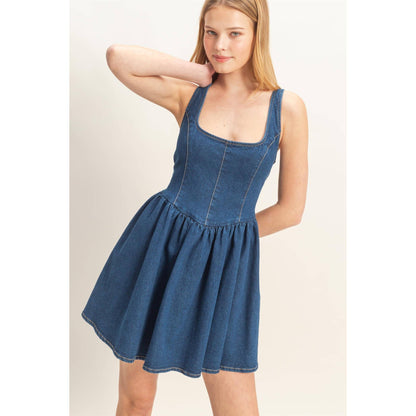 Sissy Square Neck Denim Dress