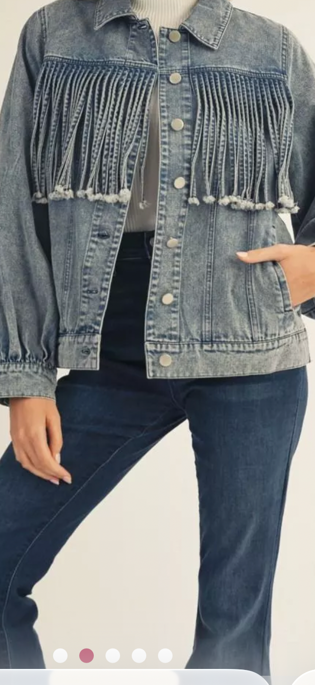 Felice fringe denim jacket pre sale $38