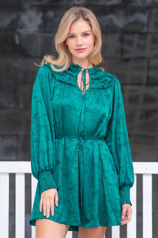 Holly Horse jacquard print long sleeve mini dress