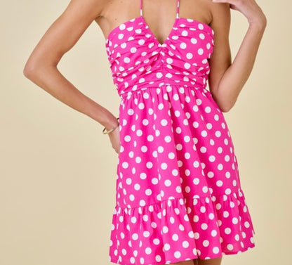 Pilar polka dot halter dress