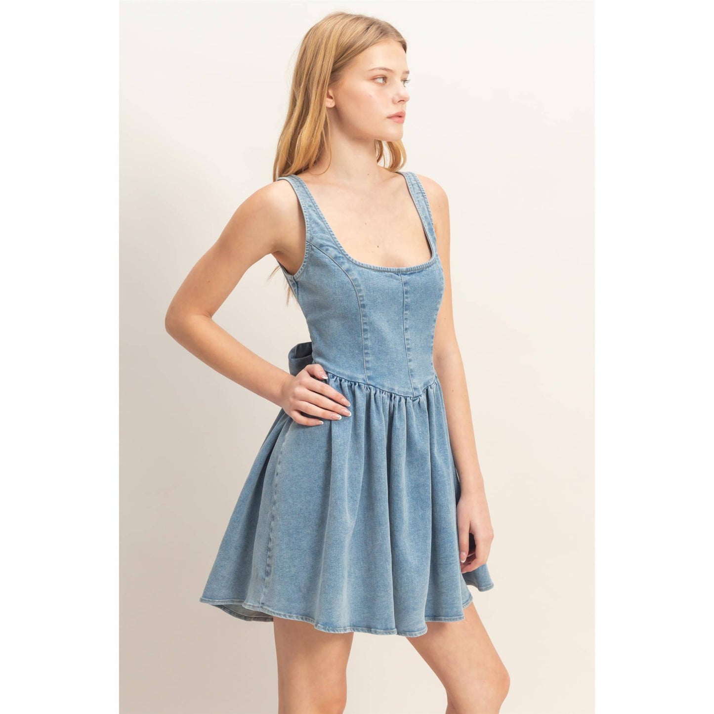 Sissy Square Neck Denim Dress
