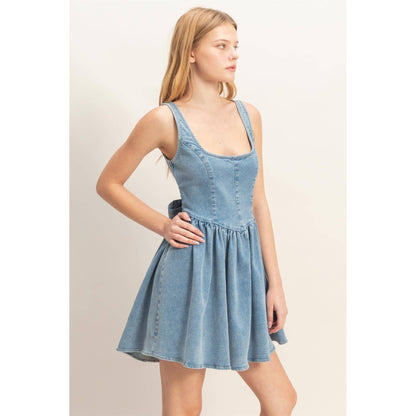 Sissy Square Neck Denim Dress