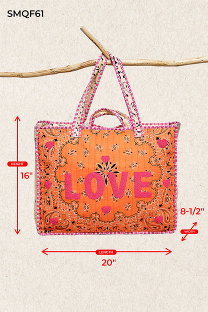 LOVE Bandana Quilted Tote Bag