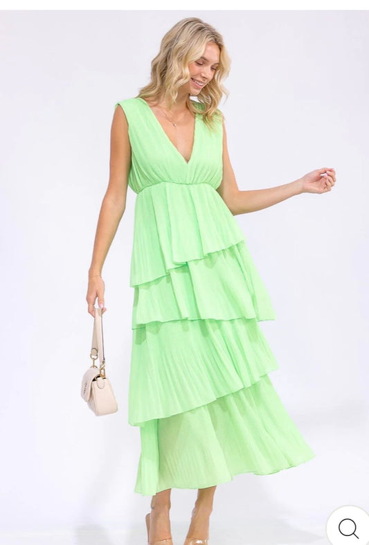 Neon moon asymmetrical tiered dress