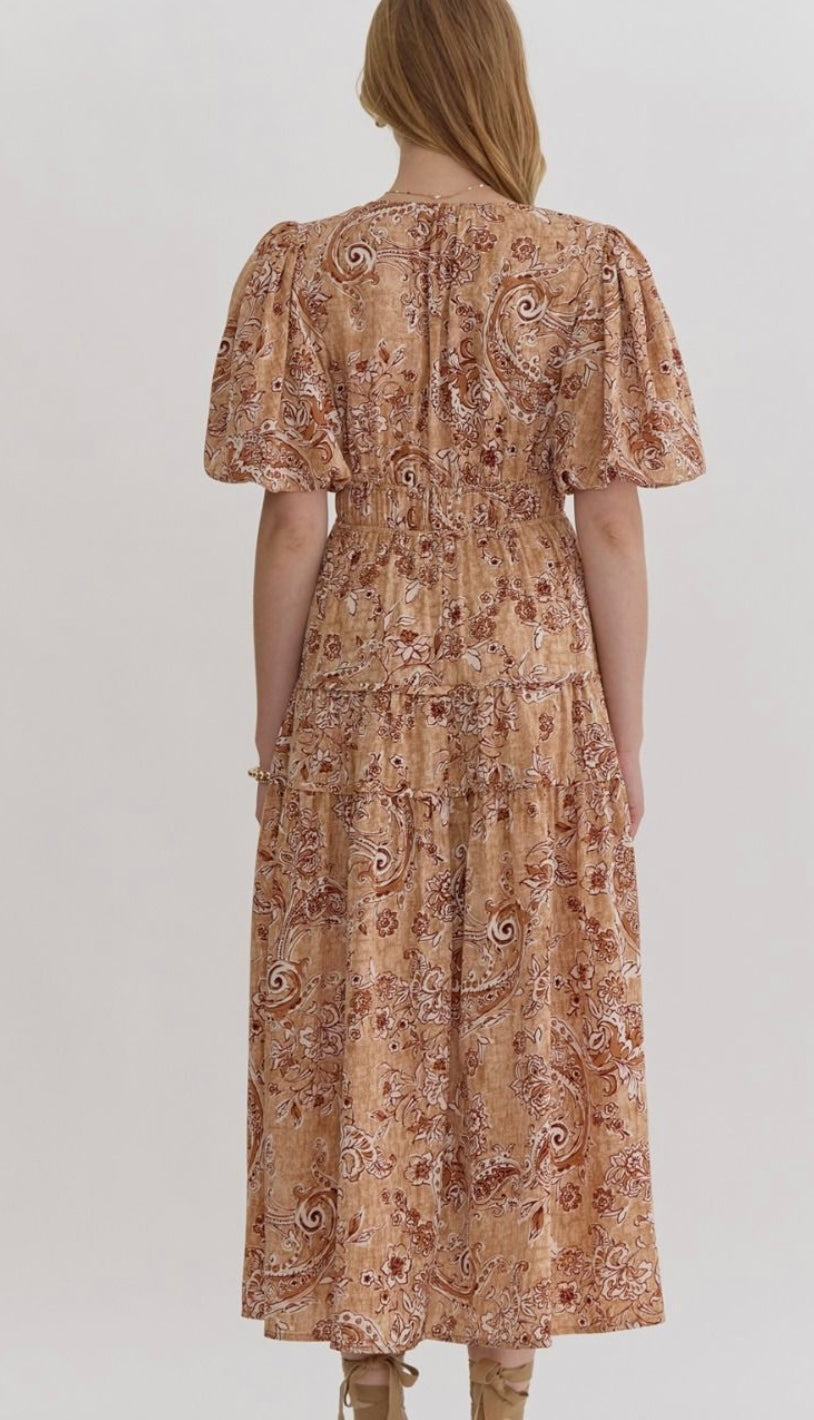 Prissy paisley puff sleeve dress