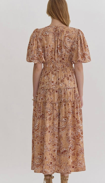 Prissy paisley puff sleeve dress