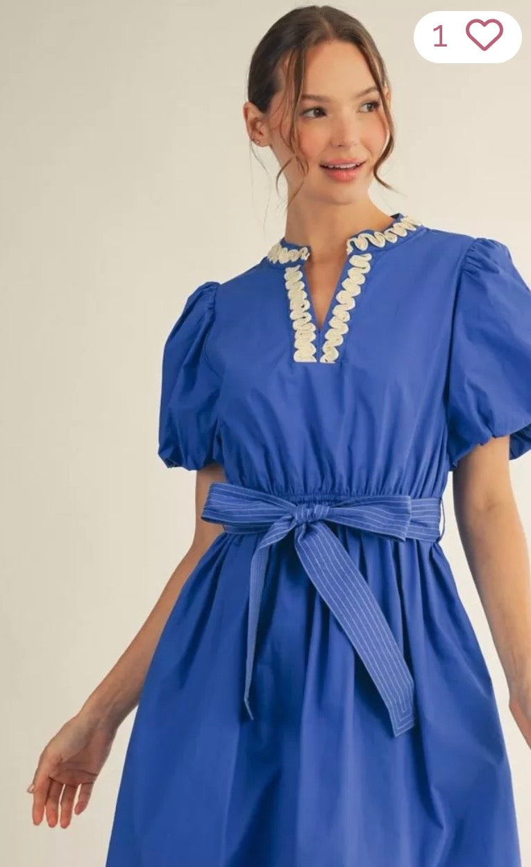 Jet royal blue puff sleeve
