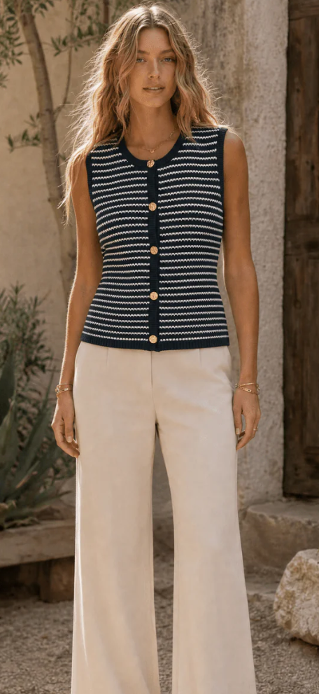 Barb button up knitted top