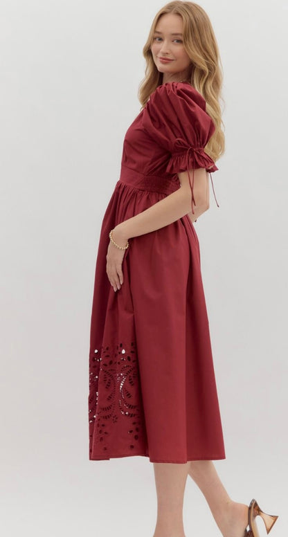 Paloma puff sleeve zipper front dress