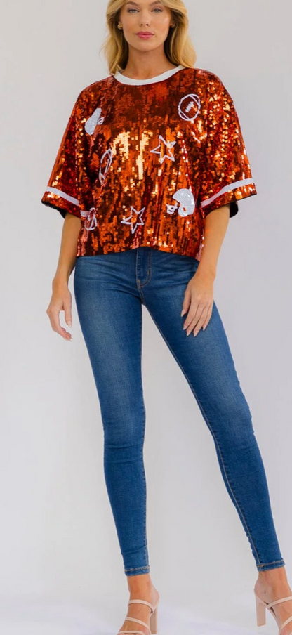 Sassy sequins gameday tops