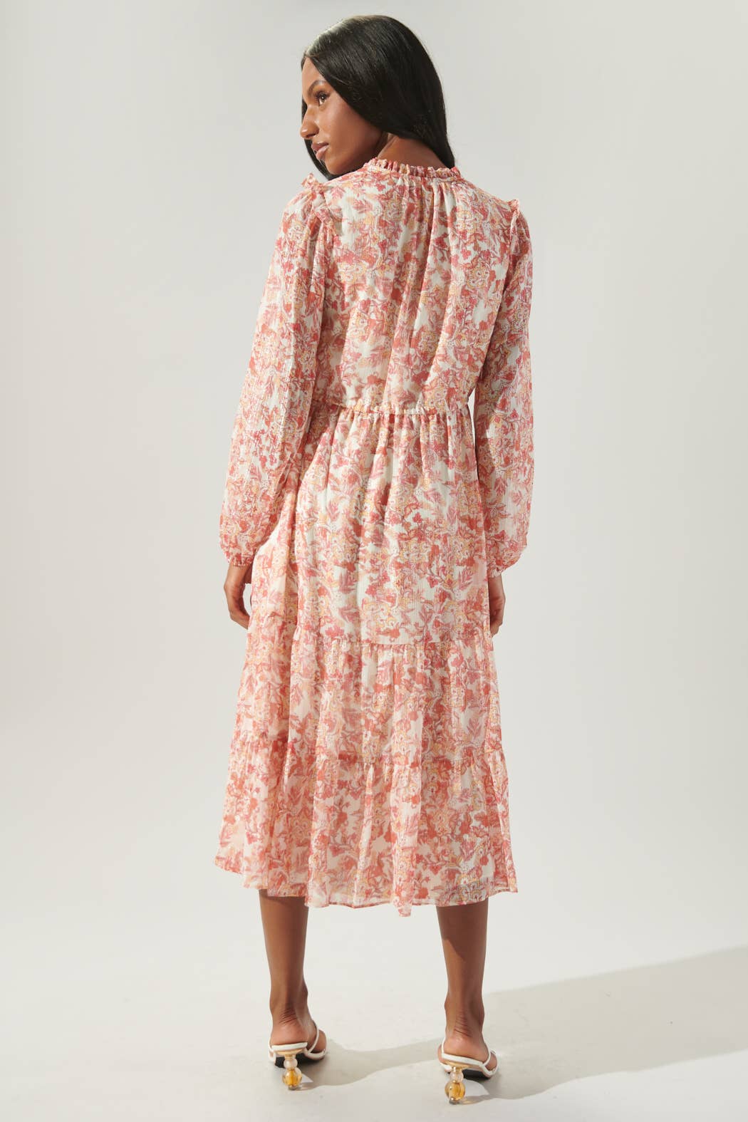 Mariella Vintage Floral Tiered Midi Dress