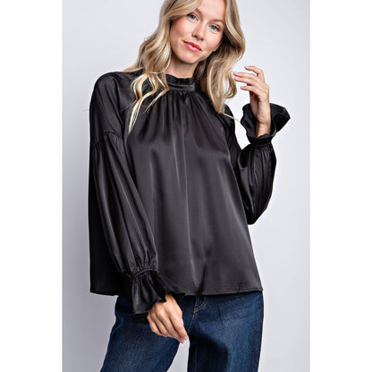 FRILLED COLLAR SATIN BLOUSE