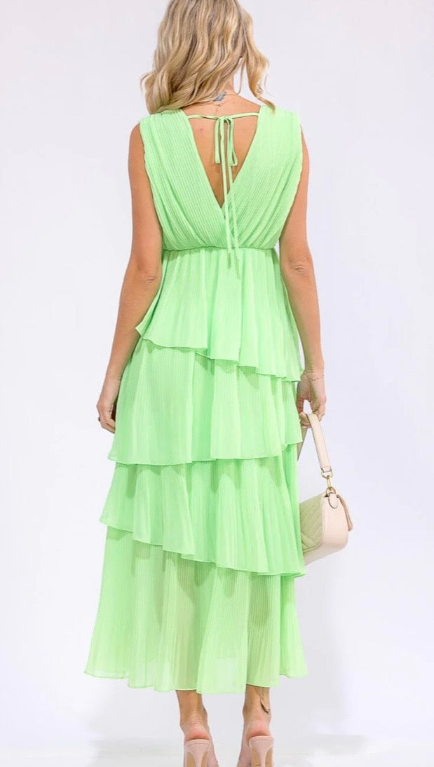 Neon moon asymmetrical tiered dress