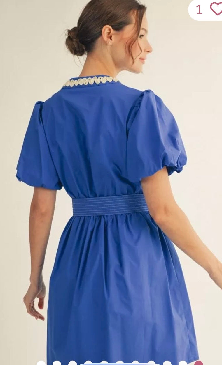 Jet royal blue puff sleeve