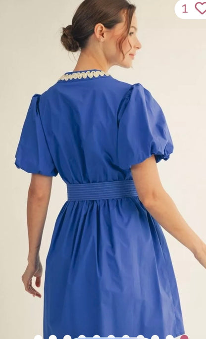 Jet royal blue puff sleeve