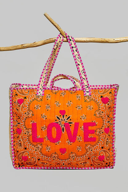 LOVE Bandana Quilted Tote Bag