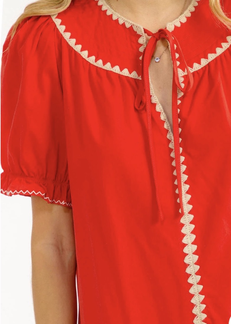 Peony puff sleeve pleated dress
