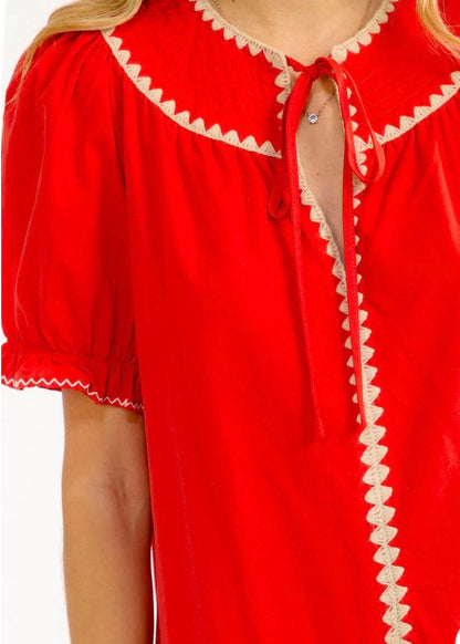 Peony puff sleeve pleated dress