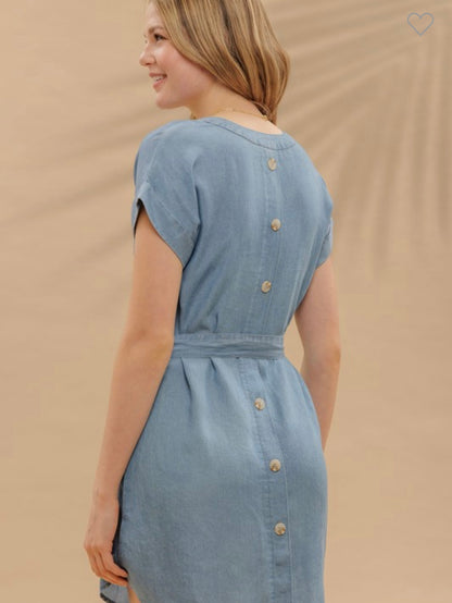 Char chambray belted dress