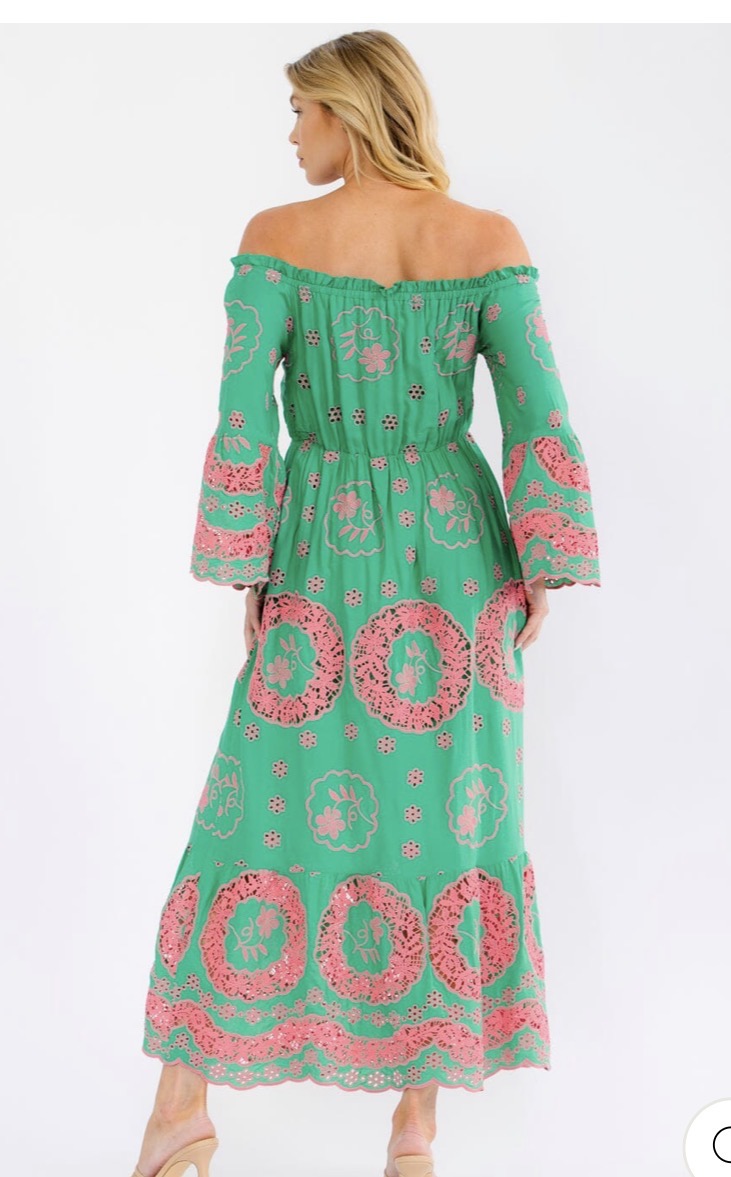 Cristina crochet off shoulder dress