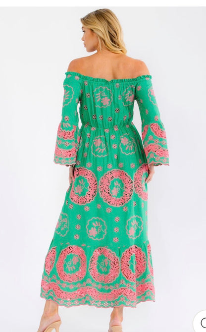 Cristina crochet off shoulder dress