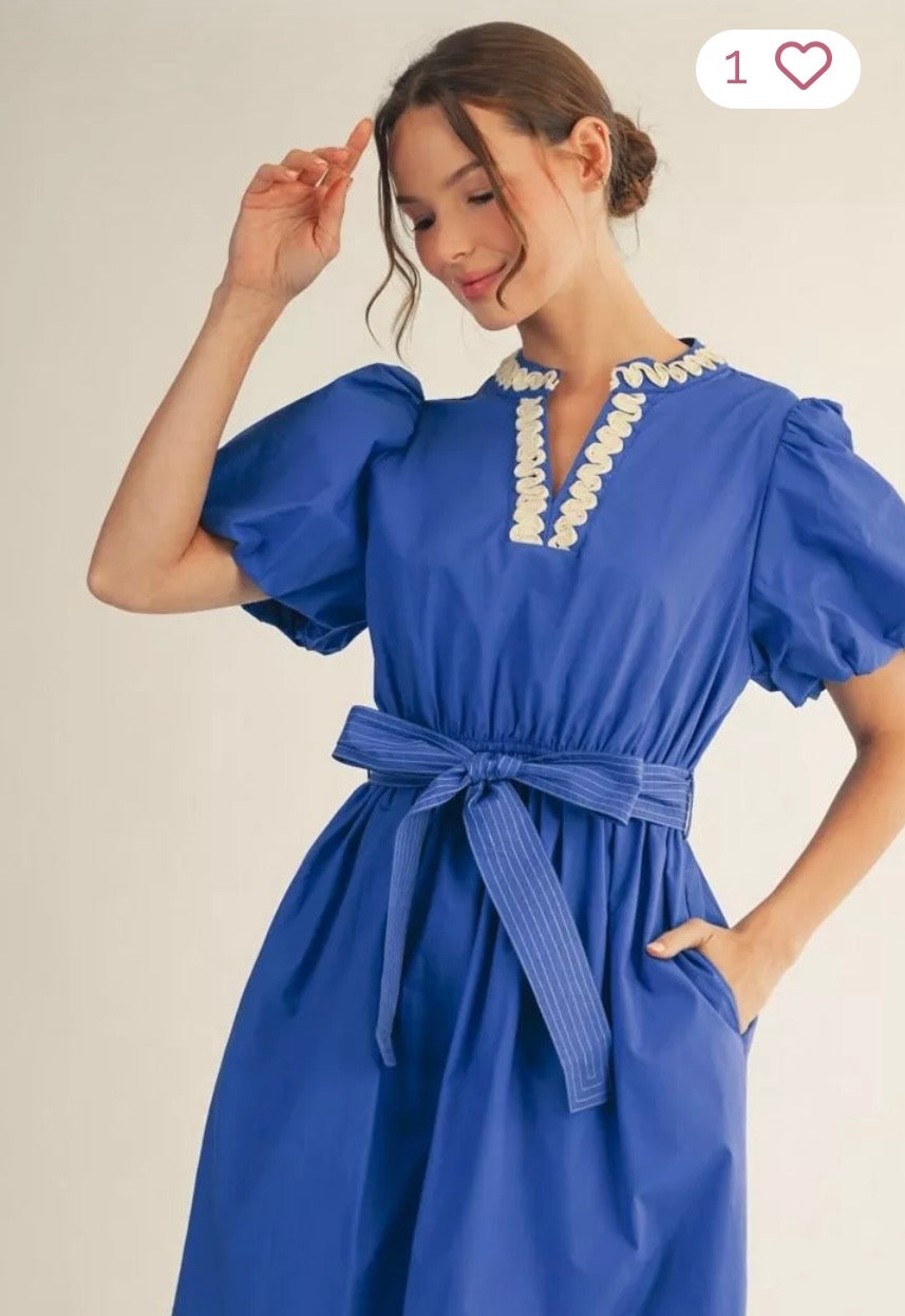 Jet royal blue puff sleeve