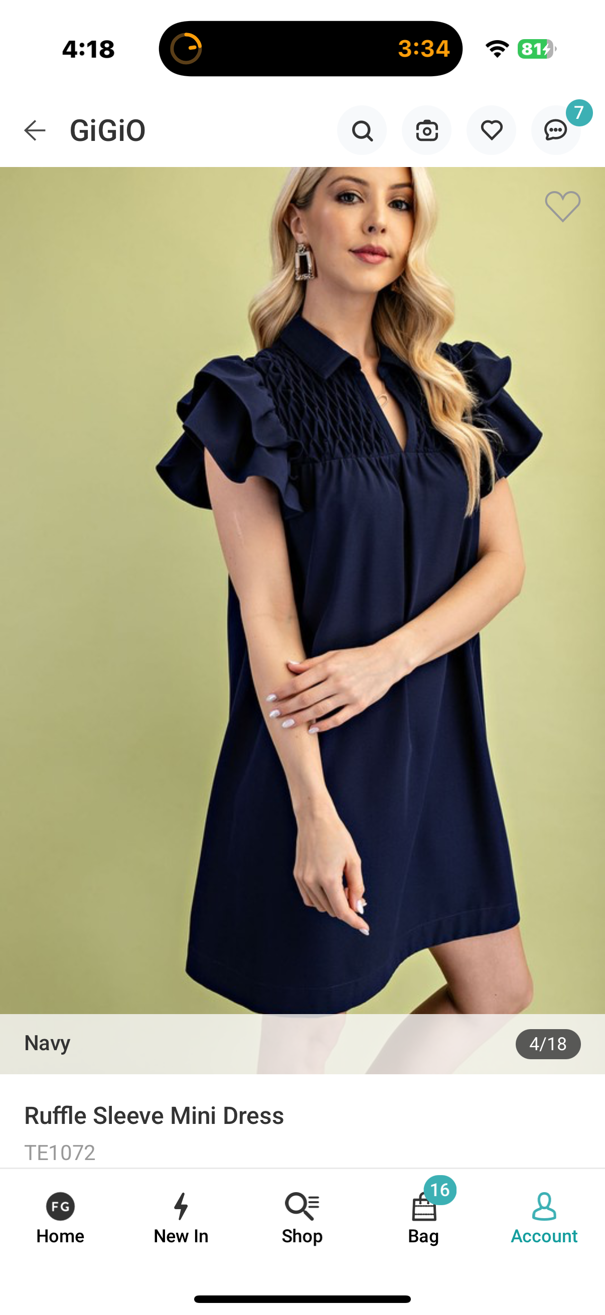Natasha navy flare sleeve dress
