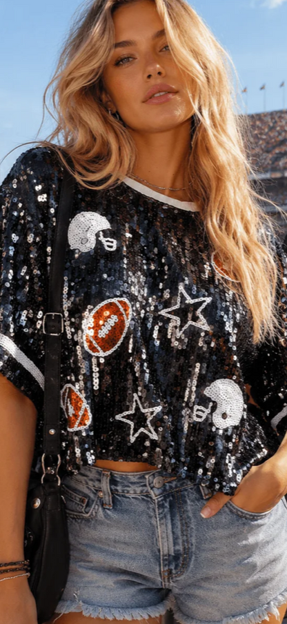 Sassy sequins gameday tops