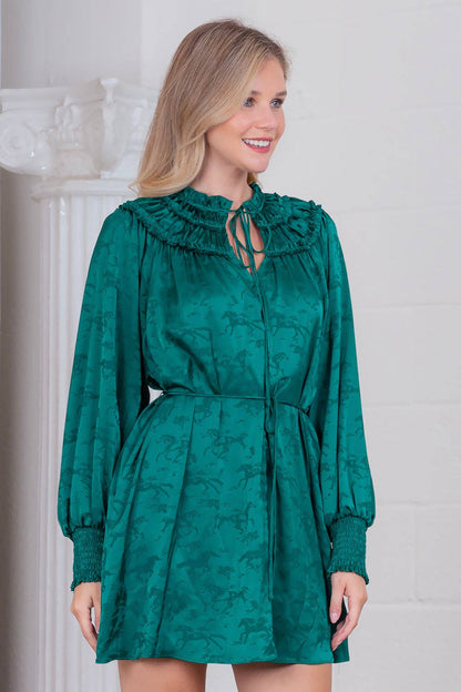 Holly Horse jacquard print long sleeve mini dress