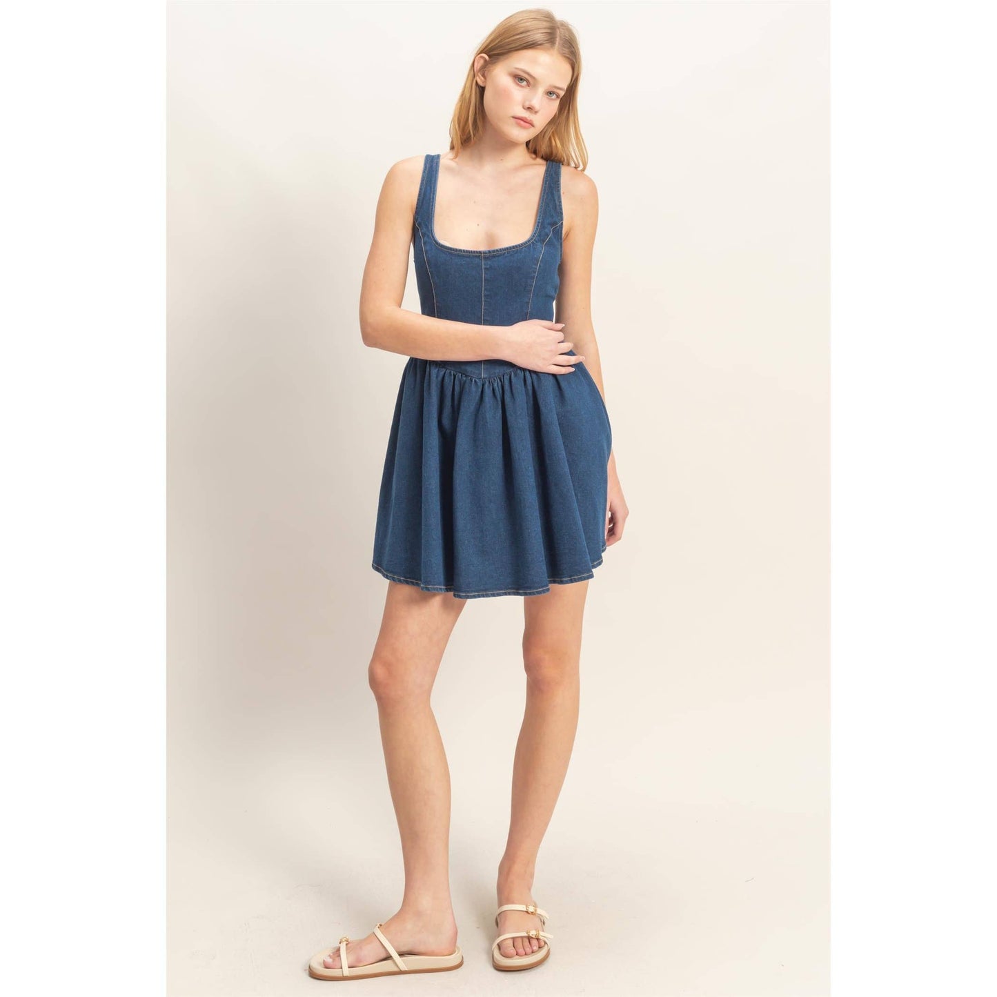 Sissy Square Neck Denim Dress