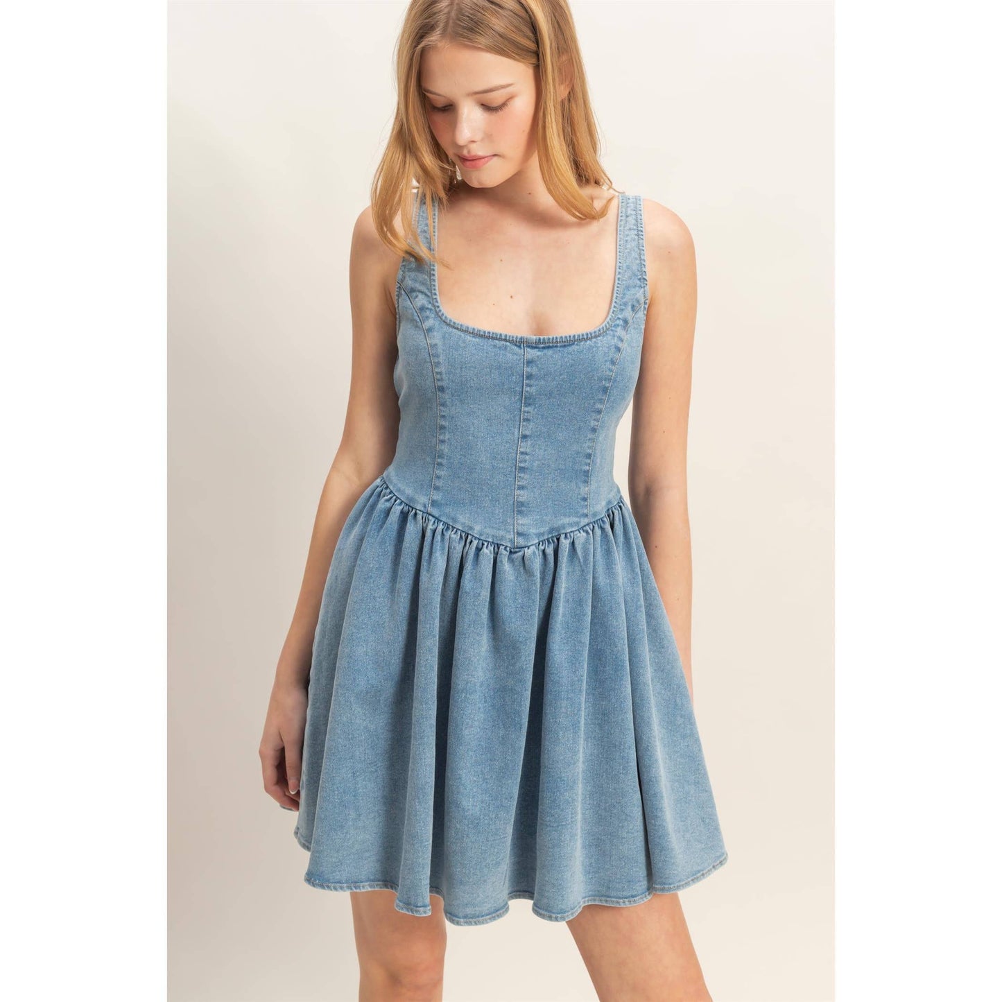 Sissy Square Neck Denim Dress