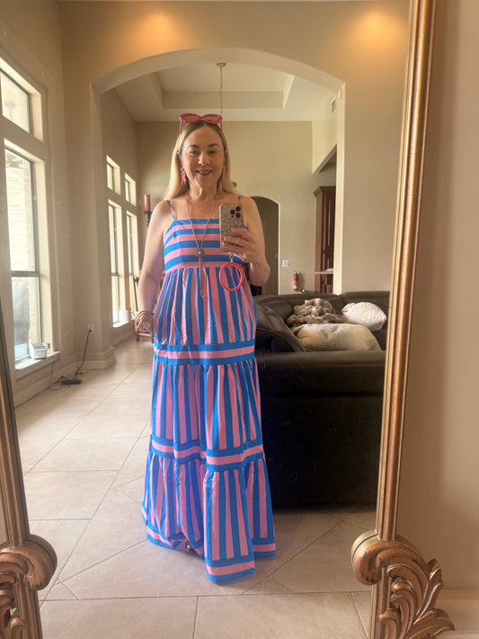 Baby pink and blue maxi