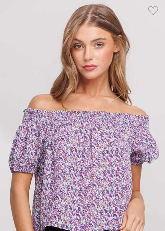 Cate Purple Off Shoulder Top